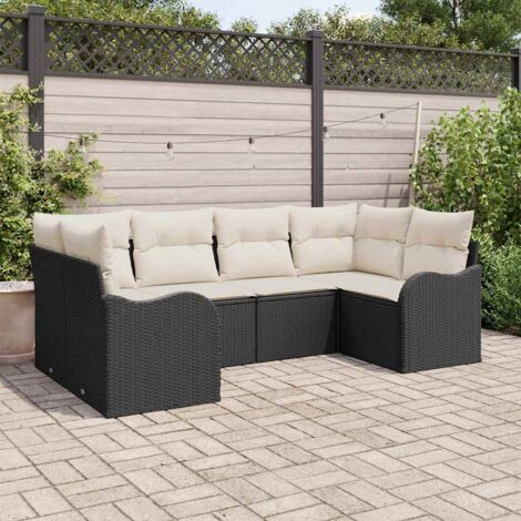 Gartensofa-set Schwarz Poly-Rattan vidaXL