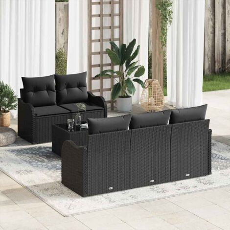 Gartensofa-set Schwarz Poly-Rattan vidaXL