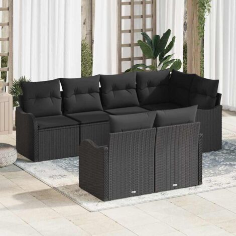 Gartensofa-set Schwarz Poly-Rattan vidaXL