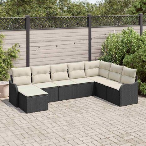 Gartensofa-set Schwarz Poly-Rattan vidaXL