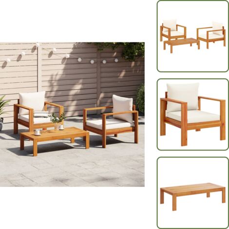 Gartensofa - vidaXL 3-tlg. Garten-Sofagarnitur mit Kissen Massivholz Akazie - Sitzkissen