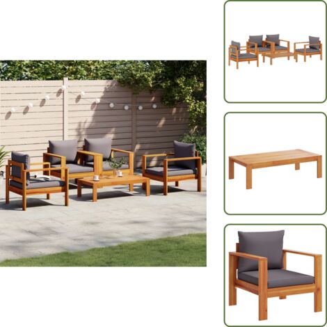 Gartensofa - vidaXL 5-tlg. Garten-Sofagarnitur mit Kissen Massivholz Akazie - Sitzkissen