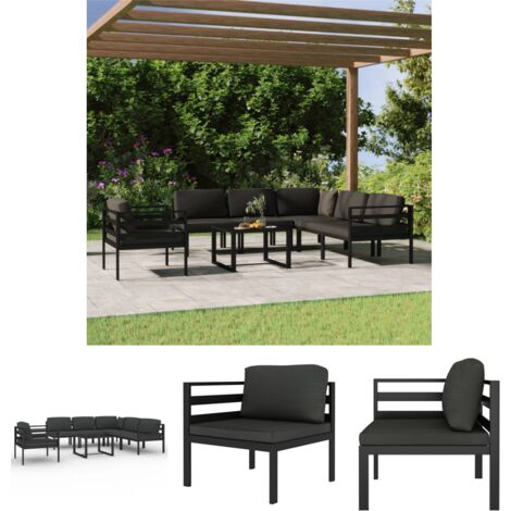 Gartensofa - vidaXL 7-tlg. Garten-Lounge-Set mit Kissen Aluminium Anthrazit - Gartenmöbel Set