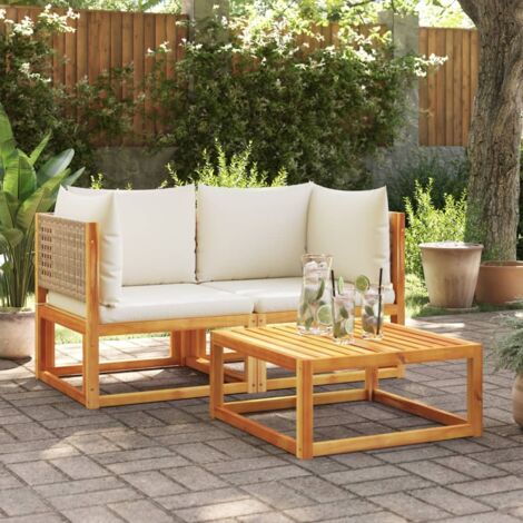 Gartensofas-Ecke mit Kissen 2 Stk. Holz Akazie & Rattan vidaXL
