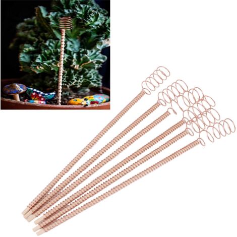 Gartenstäbe für Elektrokultur [6x] – 29 cm – Naturholzpfosten mit Kupferspirale – Optimiert das Pflanzenwachstum