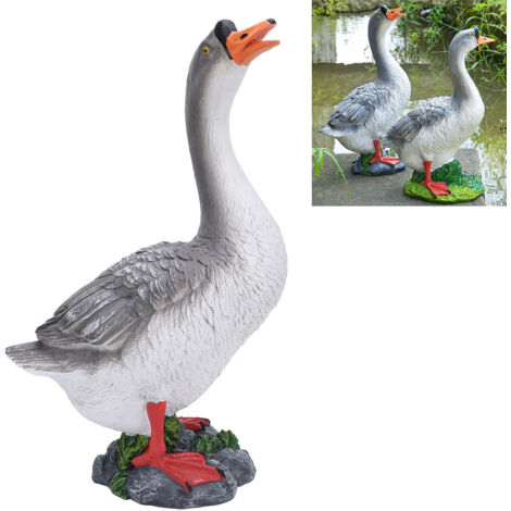 Gartenstatue – Realistische und verspielte Schwanenstatue aus Kunstharz für Blumenbeet, Brunnen, Balkon, Hof, linke Seite