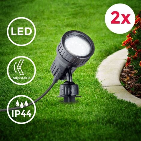 Gartenstrahler - 2x 2,9W, 260lm, LED, mit Stecker, Farbfilter, warmweiß, schwarz