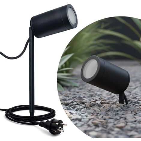Gartenstrahler mit Erdspieß rund schwarz - Größe: Lang GU10 - Lichtfarbe: Ohne Leuchtmittel