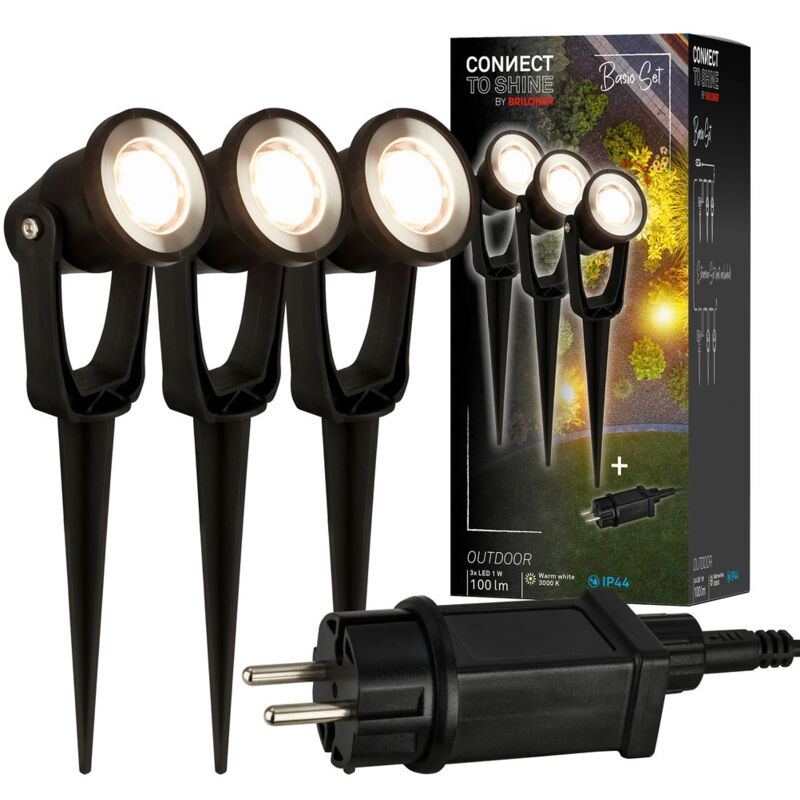 Briloner - Connect To Shine Starterset Lilis Mit 3er Set Led Gartenstrahler, Ip65