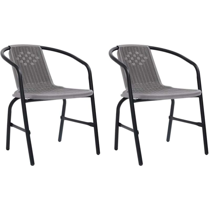Gartenstühle 2 Stk. Kunststoff Rattan-optik Und Stahl 110 Kg - Vidaxl