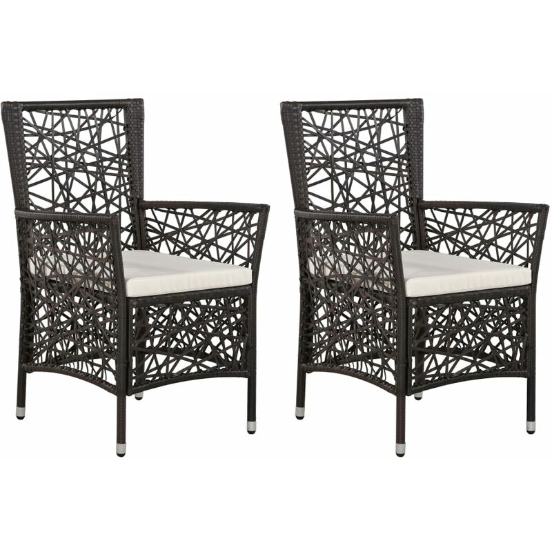 Gartenstühle 2 Stk. mit Auflagen Poly Rattan Braun