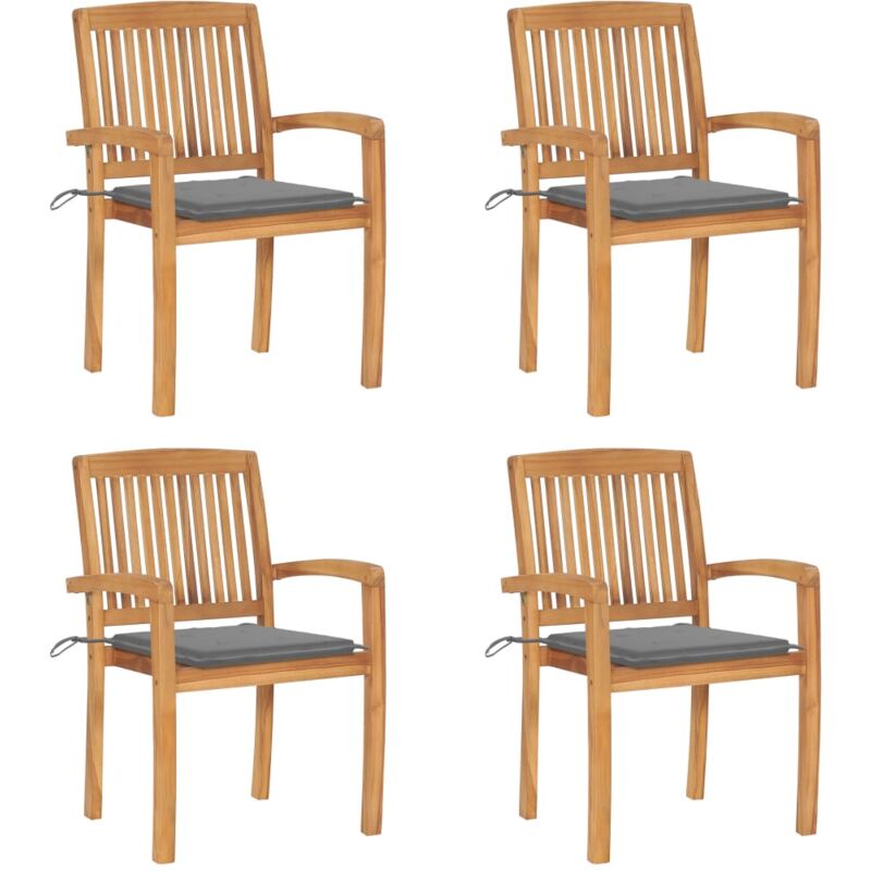 Stapelbare Gartenstühle Mit Kissen 4 Stk. Massivholz Teak - Vidaxl