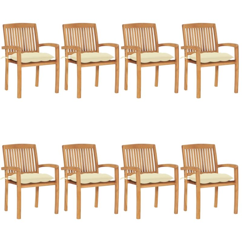 Stapelbare Gartenstühle Mit Kissen 8 Stk. Massivholz Teak Vidaxl