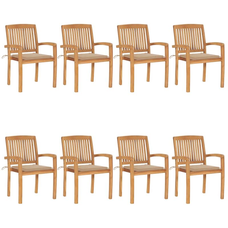 Stapelbare Gartenstühle Mit Kissen 8 Stk. Massivholz Teak Vidaxl
