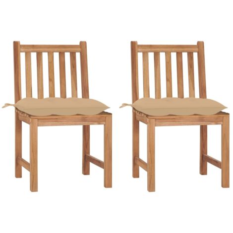 Gartenstühle 2 Stk. mit Kissen Massivholz Teak vidaXL
