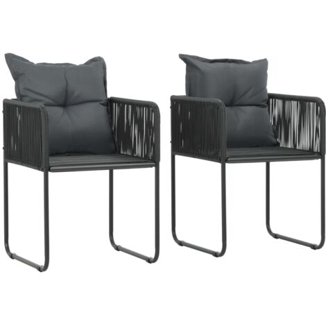 Gartenstühle 2 Stk. mit Polstern Poly Rattan Schwarz