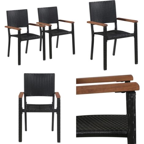 Gartenstühle 2 Stk. Poly-Rattan Schwarz - Esszimmerstühle - Gartenstühle - Rattan Möbel - Outdoor Möbel - Balkonmöbel - Home & Living