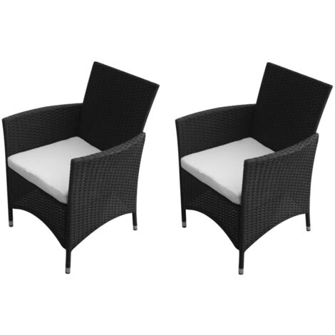 Gartenstühle 2 Stk. Poly Rattan Schwarz vidaXL