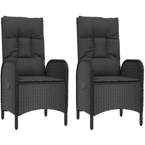 Gartenstühle 2 Stk. Poly Rattan Schwarz vidaXL