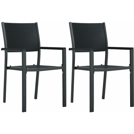 Gartenstühle 2 Stk. Schwarz Kunststoff Rattan-Optik vidaXL