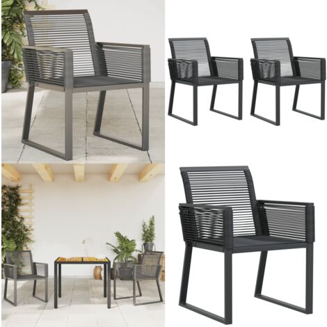 Gartenstühle 2 Stk. Schwarz Poly Rattan - Gartenstühle - Outdoor Möbel - Balkonmöbel - Esszimmerset - Rattan Gartenmöbel - Home & Living
