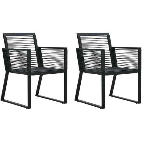 MINKUROW Gartenstühle 2 Stk. Schwarz PVC Rattan vidaXL