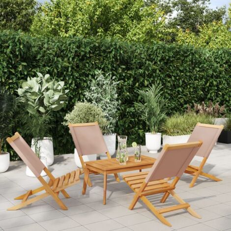 Gartenstühle 4 Stk. Klappbar Taupe Stoff und Massivholz vidaXL