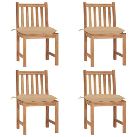 Gartenstühle 4 Stk. mit Kissen Massivholz Teak