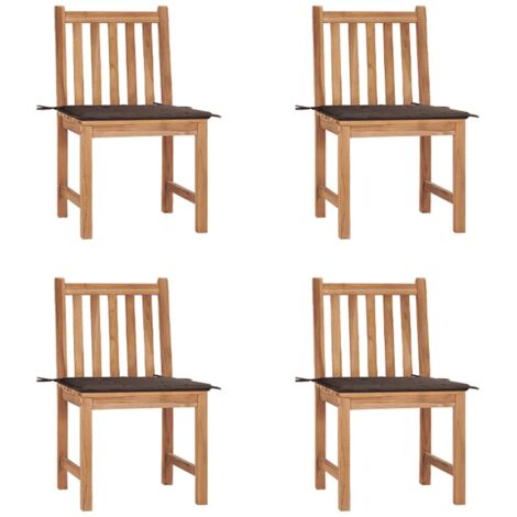 Gartenstühle 4 Stk. mit Kissen Massivholz Teak