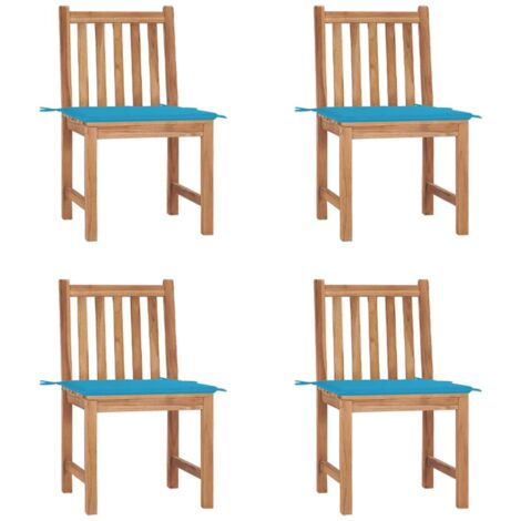 Gartenstühle 4 Stk. mit Kissen Massivholz Teak