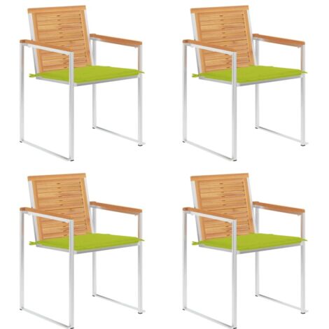Gartenstühle 4 Stk. mit Kissen Massivholz Teak vidaXL