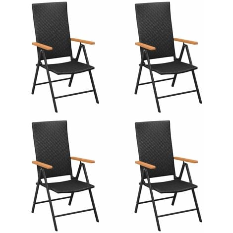 Gartenstühle 4 Stk. Poly Rattan Schwarz vidaXL