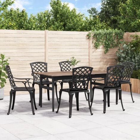 Gartenstühle 6 Stk. Aluminiumguss Schwarz vidaXL