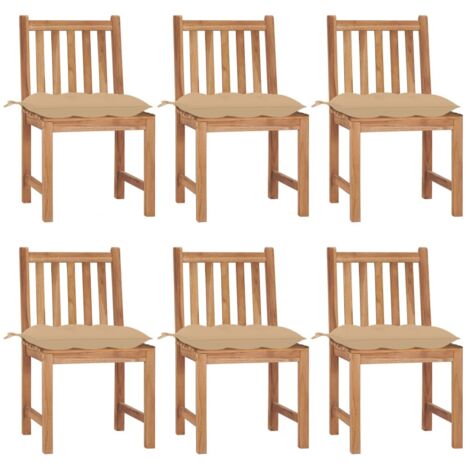 Gartenstühle 6 Stk. mit Kissen Massivholz Teak