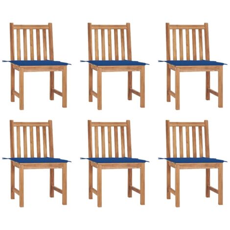 Gartenstühle 6 Stk. mit Kissen Massivholz Teak