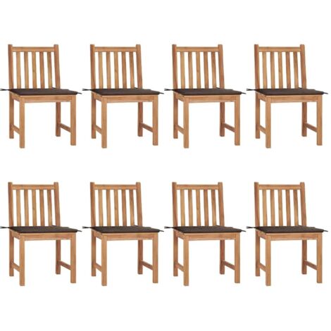 Gartenstühle 8 Stk. mit Kissen Massivholz Teak