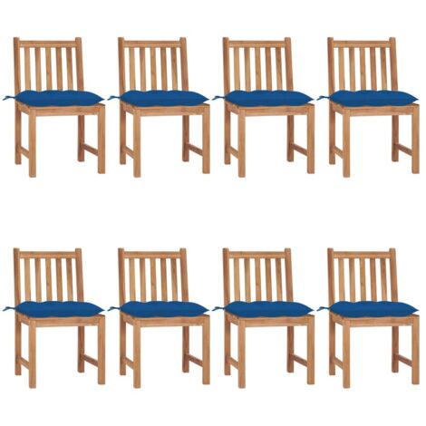 Gartenstühle 8 Stk. mit Kissen Massivholz Teak