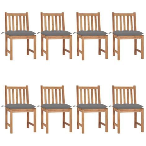 Gartenstühle 8 Stk. mit Kissen Massivholz Teak