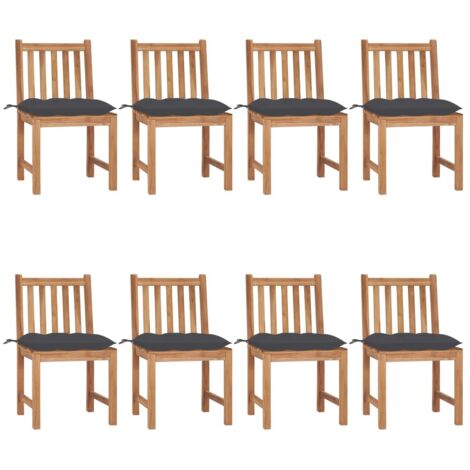 Gartenstühle 8 Stk. mit Kissen Massivholz Teak