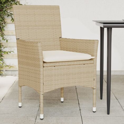 Gartenstühle mit Kissen 2 Stk. Beige Poly Rattan vidaXL