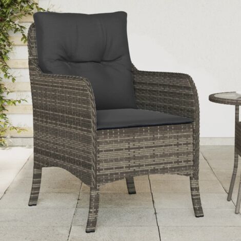 Gartenstühle mit Kissen 2 Stk. Grau Poly Rattan vidaXL