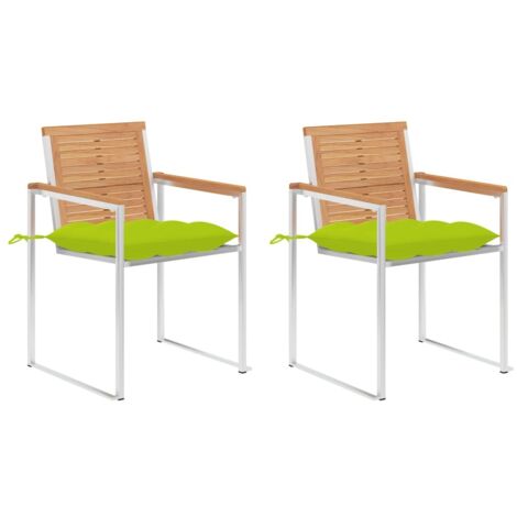 Gartenstühle mit Kissen 2 Stk. Massivholz Teak und Stahl vidaXL