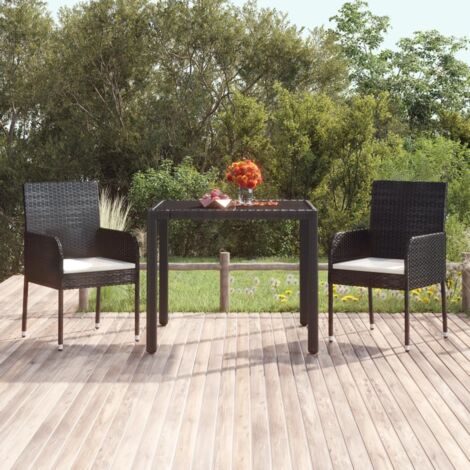 Gartenstühle mit Kissen 2 Stk. Poly Rattan Schwarz vidaXL