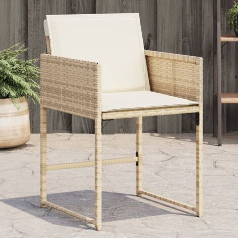 Gartenstühle mit Kissen 4 Stk. Beige Poly Rattan vidaXL
