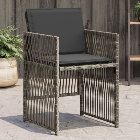 Gartenstühle mit Kissen 4 Stk. Grau Poly Rattan vidaXL