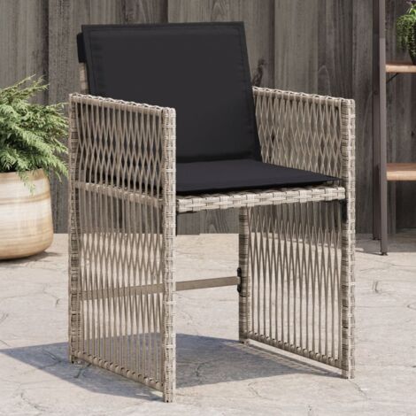 Gartenstühle mit Kissen 4 Stk. Hellgrau Poly Rattan vidaXL