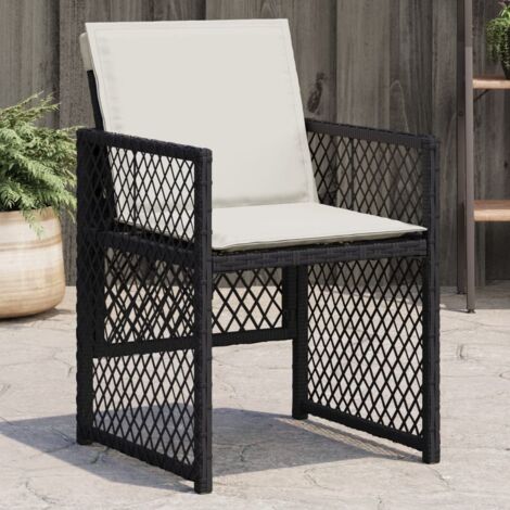 Gartenstühle mit Kissen 4 Stk. Schwarz Poly Rattan vidaXL