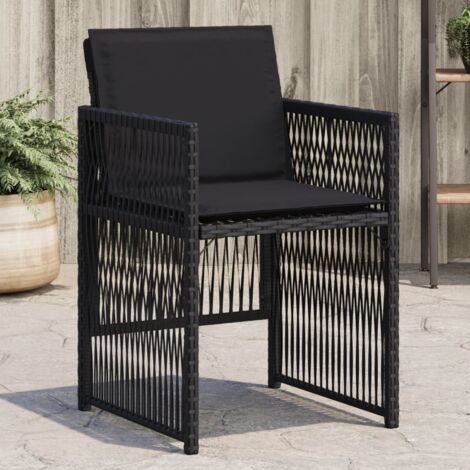 Gartenstühle mit Kissen 4 Stk. Schwarz Poly Rattan vidaXL