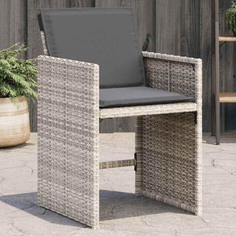 Gartenstühle mit Kissen im 4er-Set hellgrau Poly Rattan