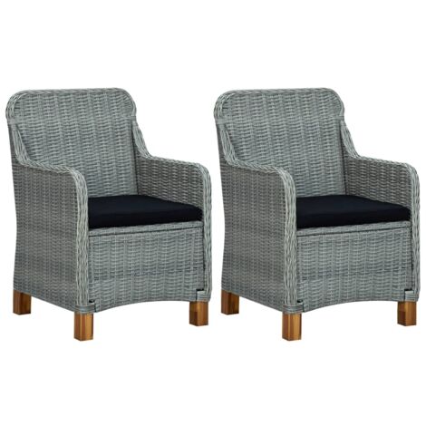 Gartenstühle mit Kissen, Set von 2, Geflochtenes Rattan